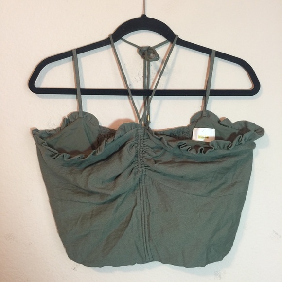 NWOT Anthro Maeve Olive Sunset View Halter Top - Picture 4 of 7